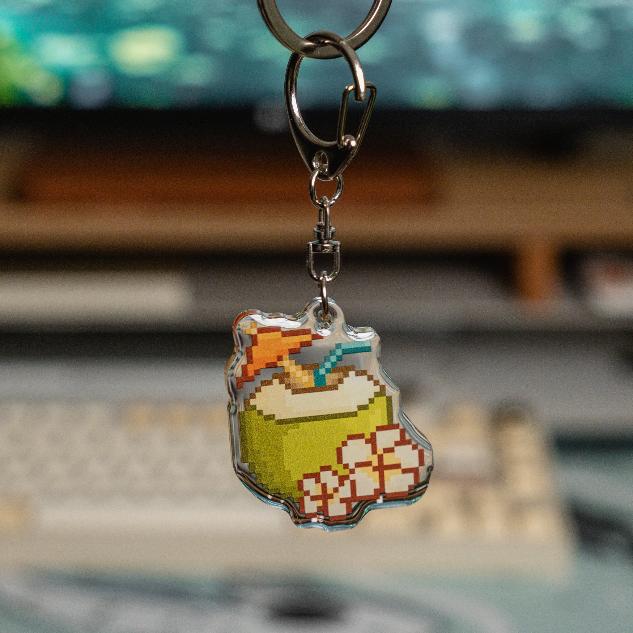 Coconut Juice Pixel Food Acrylic Charm