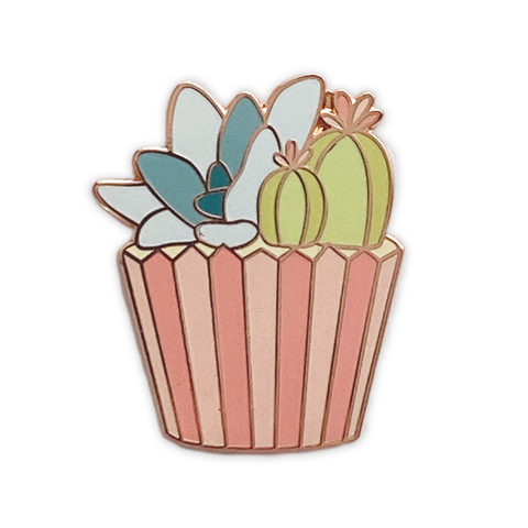 Succulent Cupcake Enamel Pin