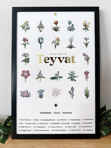 Native Plants of Teyvat - Gold Foil Art Print